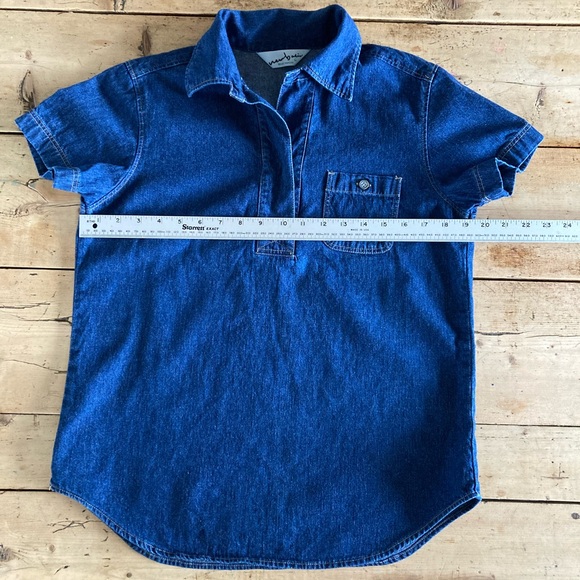 Vintage Belle Maison jeans utility shirt half button size Small 100% cotton - Picture 9 of 9